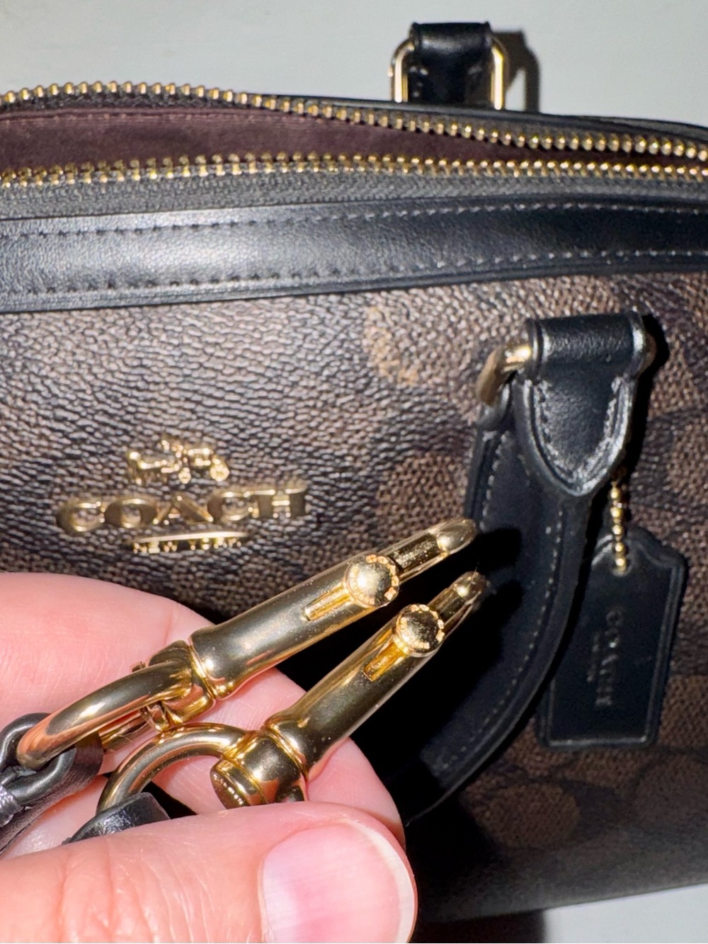 Coach Rowan Crossbody NWT Dark Brown Black Leather & Canvas w Gold Hardware NWT - Picture 5 of 16